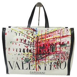 Große Tote-Tasche Valentino Garavani Roma Sketch Weiß