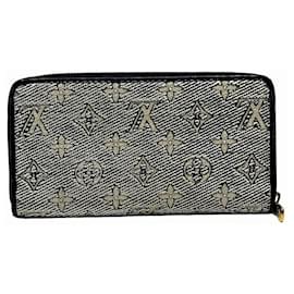 Louis Vuitton-Louis Vuitton Monogram Jacquard Zippy Wallet-Silvery,Navy blue