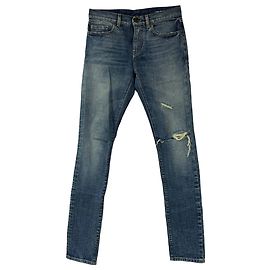 Jeans slim rasgado em denim azul da Saint Laurent Azul