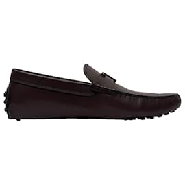 Tod's- Tod's T Timeless Gommino Loafers in Burgundy Calf Leather-Red,Dark red