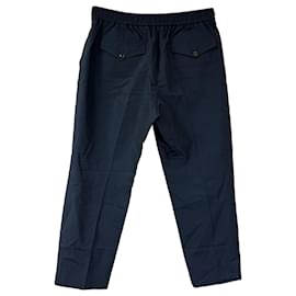 Gucci-Gucci Drawstring Pants in Navy Blue Cotton-Blue,Navy blue