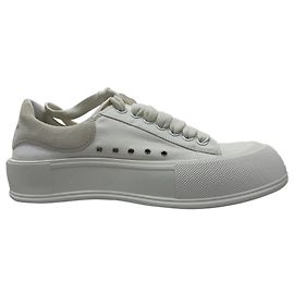 Alexander Mcqueen Deck Plimsoll Sneakers in White Canvas White