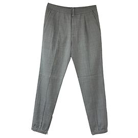 Dior Tailored Track Pants in Grey Wool Grey