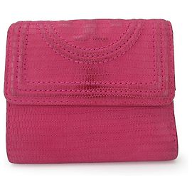Tory Burch Embossed Leather Tri-fold Wallet Pink