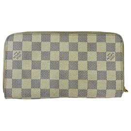 Louis Vuitton-Louis Vuitton Damier Azur Zippy Organizer Wallet-Brown,White
