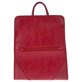Sac à dos vintage en cuir rouge Yves Saint Laurent Rouge