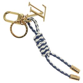 LOUIS VUITTON Charm Nautical Knots Pelle Blu Bianco oro M01816 LV Auth 131098 Bianco Blu D'oro