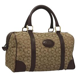 Céline Borsa Boston Celine C Sulky in tela marrone e oro Auth gh343 Marrone D'oro