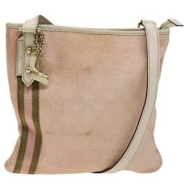 Borsa a Spalla Gucci GG Canvas Sherry Line Rosa Oro Auth 128997 Rosa D'oro