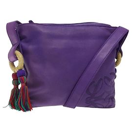 LOEWE Borsa a Spalla Anagram Pelle Viola Oro Auth bs27640 D'oro Porpora