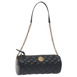Versace Borsa a spalla con catena in pelle nera e oro Auth 130258 Nero D'oro