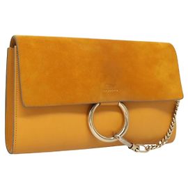 Chloé Borsa Clutch Chloe in suede giallo oro Auth yk18621 D'oro Giallo