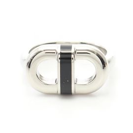 Hermès Anello Maillon Chaine d'Ancre Noir Hermes Nero Argento