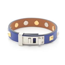 Hermès-Hermes Mini Dog Crew Carré Bracelet-Silvery,Blue,Golden