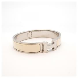 Hermès-Hermes Click Cluck PM Bangle-Silvery,White