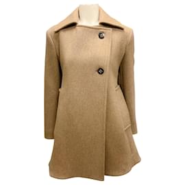 Marni Taupe A Line Wool Coat Camel