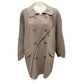 Cappotto in lana taupe in cashmere con dettagli in zip di Nina Ricci Cammello