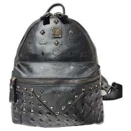 Mochila de PVC Monogram Studded MCM Negra Negro