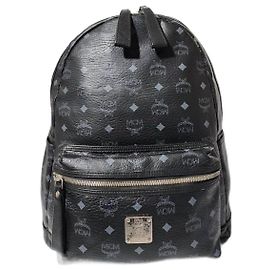 MCM Stark Classic Visetos Canvas Backpack Bag Black/Grey Black Grey