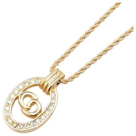 Dior-Dior CD Logo Rhinestone Necklace-Golden