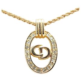 Dior-Dior CD Logo Rhinestone Necklace-Golden