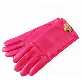 Hermès Kelly Handschuhe aus Lammleder und Kaschmir Pink Andere