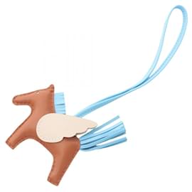 Hermès-Hermes Rodeo Pegasus PM Gold Celeste Clé Charm-Brown,White,Blue