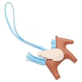 Hermès-Hermes Rodeo Pegasus PM Gold Celeste Clé Charm-Brown,White,Blue
