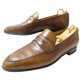 Berluti-BERLUTI ANDY DEMESURE OLGA 348 LOAFERS 8 42 GOLD LEATHER-Brown