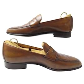 Berluti-BERLUTI ANDY DEMESURE OLGA 348 LOAFERS 8 42 GOLD LEATHER-Brown