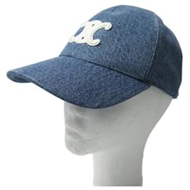 Céline-NEW CELINE TRIUMPH BASEBALL CAP 2AUT6930F M BLUE DENIM-Blue