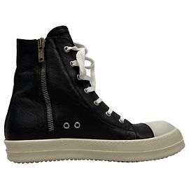 Baskets montantes à lacets Rick Owens en cuir noir Noir