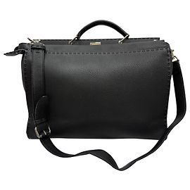 Fendi Selleria Peekaboo XL Top Handle Bag in Black Leather Black