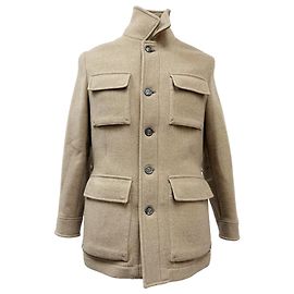Brunello Cucinelli Utility Jacket with Pockets in Brown Wool Brown Red