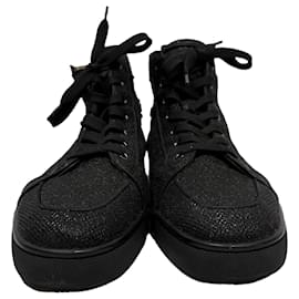 Christian Louboutin-Christian Louboutin Rantus Orlato High-Top Sneakers in Black Canvas-Black