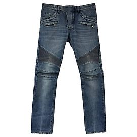 Jeans Biker Slim-Fit Balmain em Denim de Algodão Azul Azul Azul claro