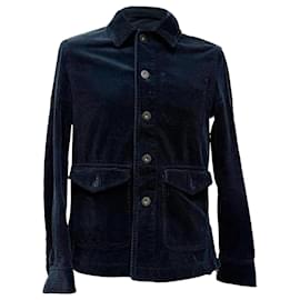 Autre Marque- Mr. P. Single-Breasted Buttoned Jacket in Black Corduroy-Black