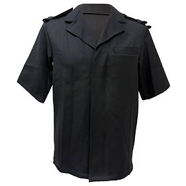 Camicia a maniche corte in cotone nero con bottoni nascosti Prada Nero