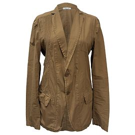 Blazer de algodão marrom com botão simples e costura detalhada Bottega Veneta Marrom Vermelho