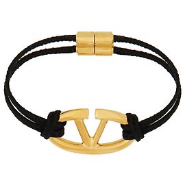Pulsera de algodón V-Logo Valentino Garavani Negro