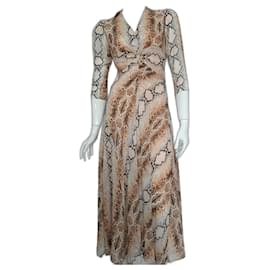 Robe Maje Midi Maxi Imprimé Serpent Beige Multicolore Beige