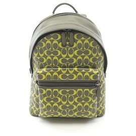 Coach Charter Signature Backpack Khaki Yellow