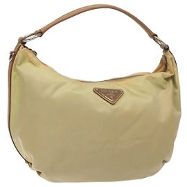 Borsa a Spalla PRADA in Nylon Pelle Beige Argento Autentica 131422 Argento Beige