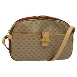 Bolsa Sherry Line em PVC bege e dourado Micro GG Supreme da GUCCI Auth gh497 Bege Dourado