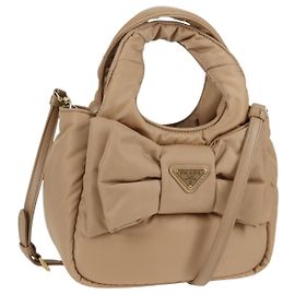 PRADA Sac à main Nylon 2way Beige Or Auth 118908SM Beige Doré