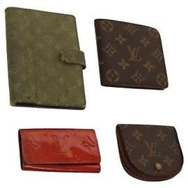 LOUIS VUITTON Monogram Vernis Day Planner Cover 4Set Khaki Red LV Auth ti3329 Red Khaki Monogram