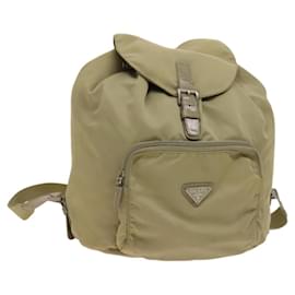 PRADA Backpack Nylon Khaki Silver Auth bs27513 Silvery Khaki