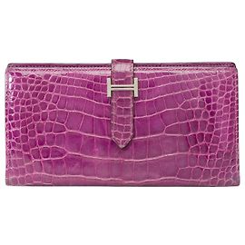 Hermès HERMES Bearn Exotic Leather Accessory Purple - 101993 Purple