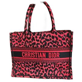 Dior Book Tote Medium Black and Red Leopard Edition Red