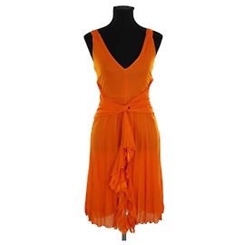 Roberto Cavalli Vestido de seda naranja Naranja